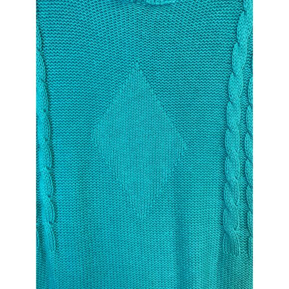 Vintage Native American 80s/90s Teal Cable Knit Sweater Vest Top Made In The USA - Picture 5 of 8